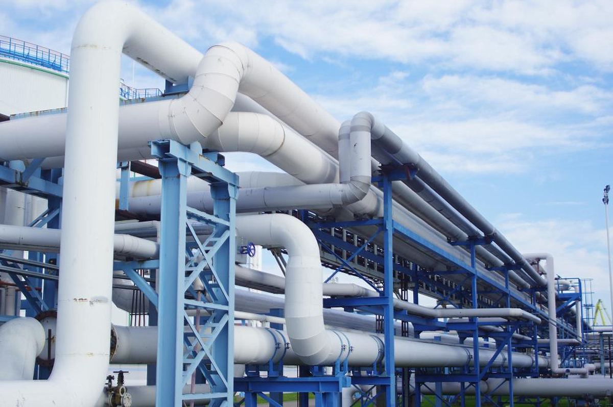 Network of pipework and pipelines at an industrial water treatment plant